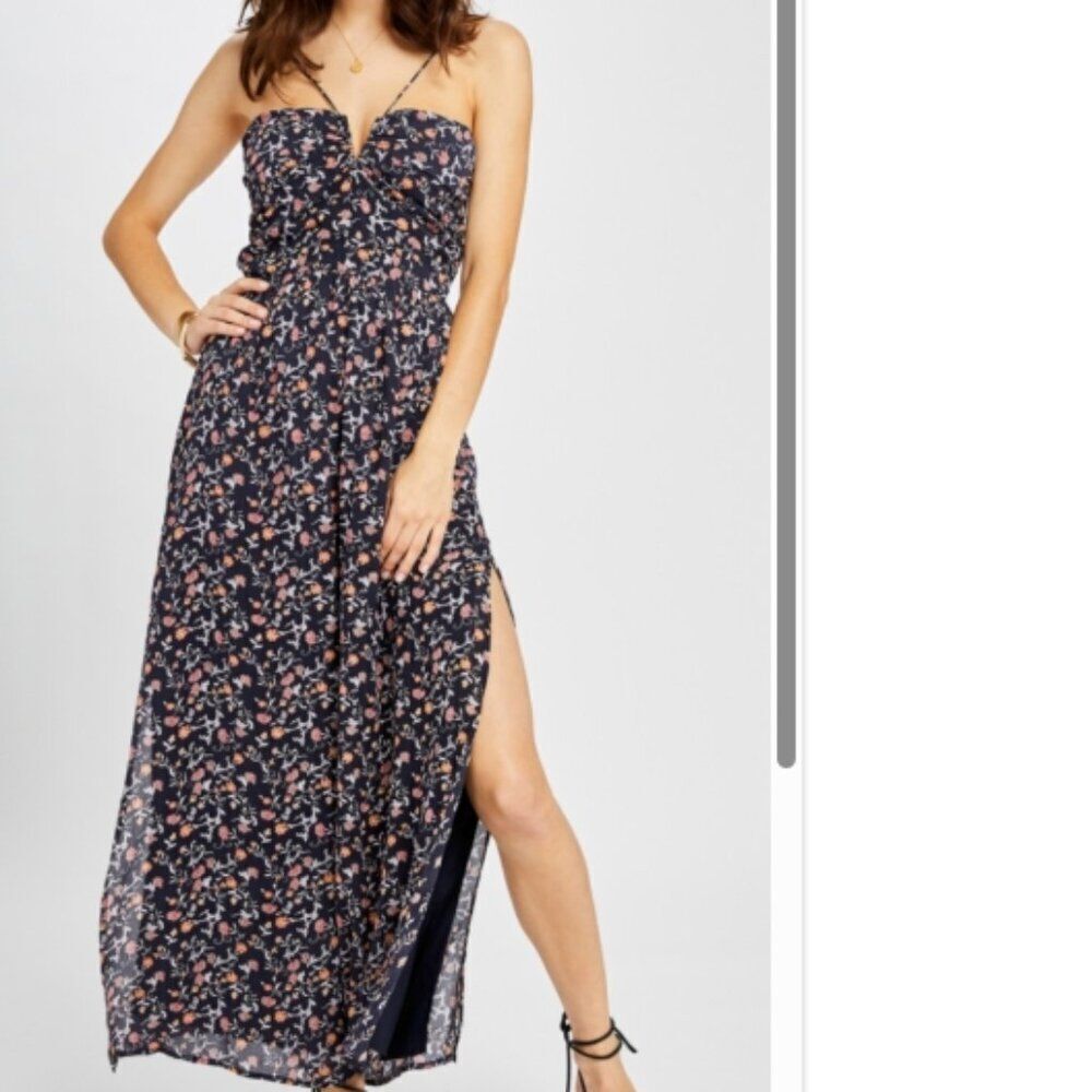Like New! Gentle Fawn Floral Spaghetti Strap Dress with Side Slit in Size S